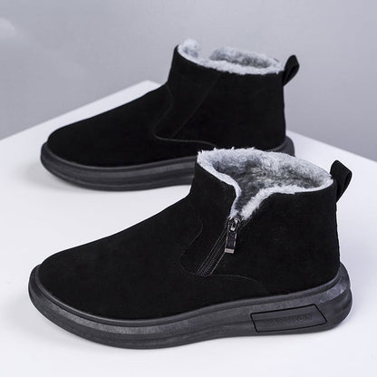 Herren Winterstiefeletten mit Seitlichem Reißverschluss und Flacher Gummisohle
