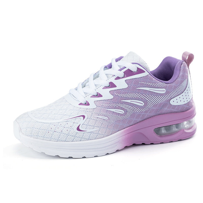 Women's running shoes with flat sole and rounded toe – mesh look
