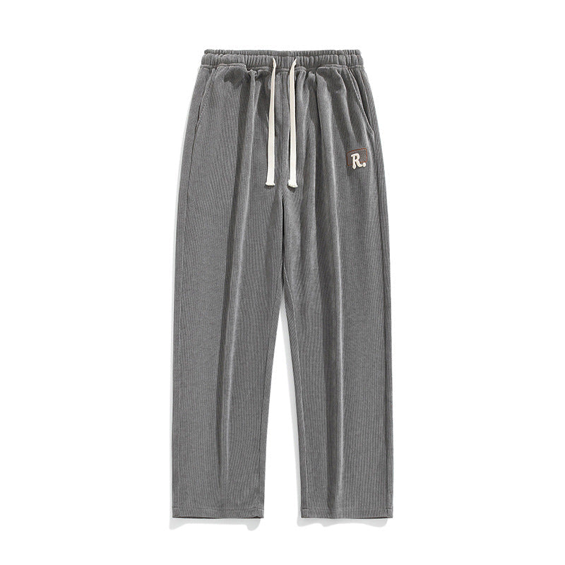 Herren-Geradehose Mit Drapierung, Einfarbig, Lockere Passform