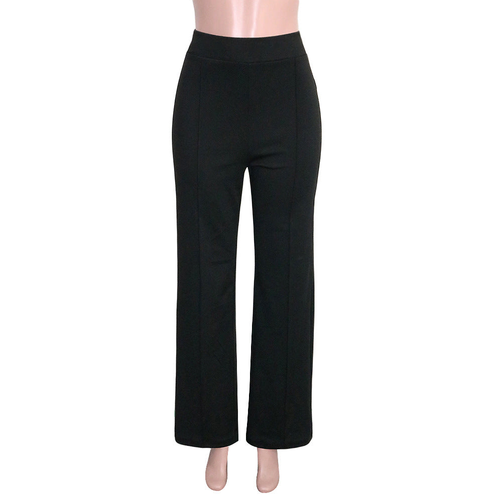Damen Hochtaillen-Slim-Schlaghose in Unifarbe