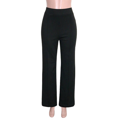 Damen Hochtaillen-Slim-Schlaghose in Unifarbe