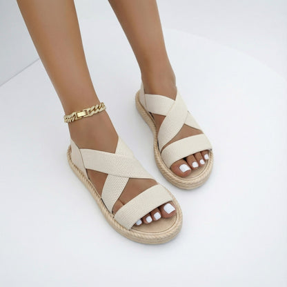 Women's summer sandals with crossed straps, soft sole & lightweight design