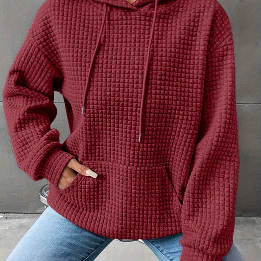 Damen-Kapuzenpullover mit Waffelstruktur und lockerer Passform