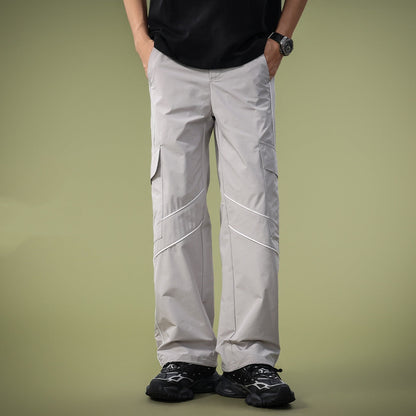 Gerade Geschnittene, Lockere Herren-Cargohose Mit Mehreren Taschen