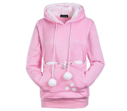 Damen-Pullover-Hoodie mit Katzen-Print und langen Ärmeln