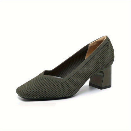 Women's Pumps Block Heel Stretch Fit Padded Sole