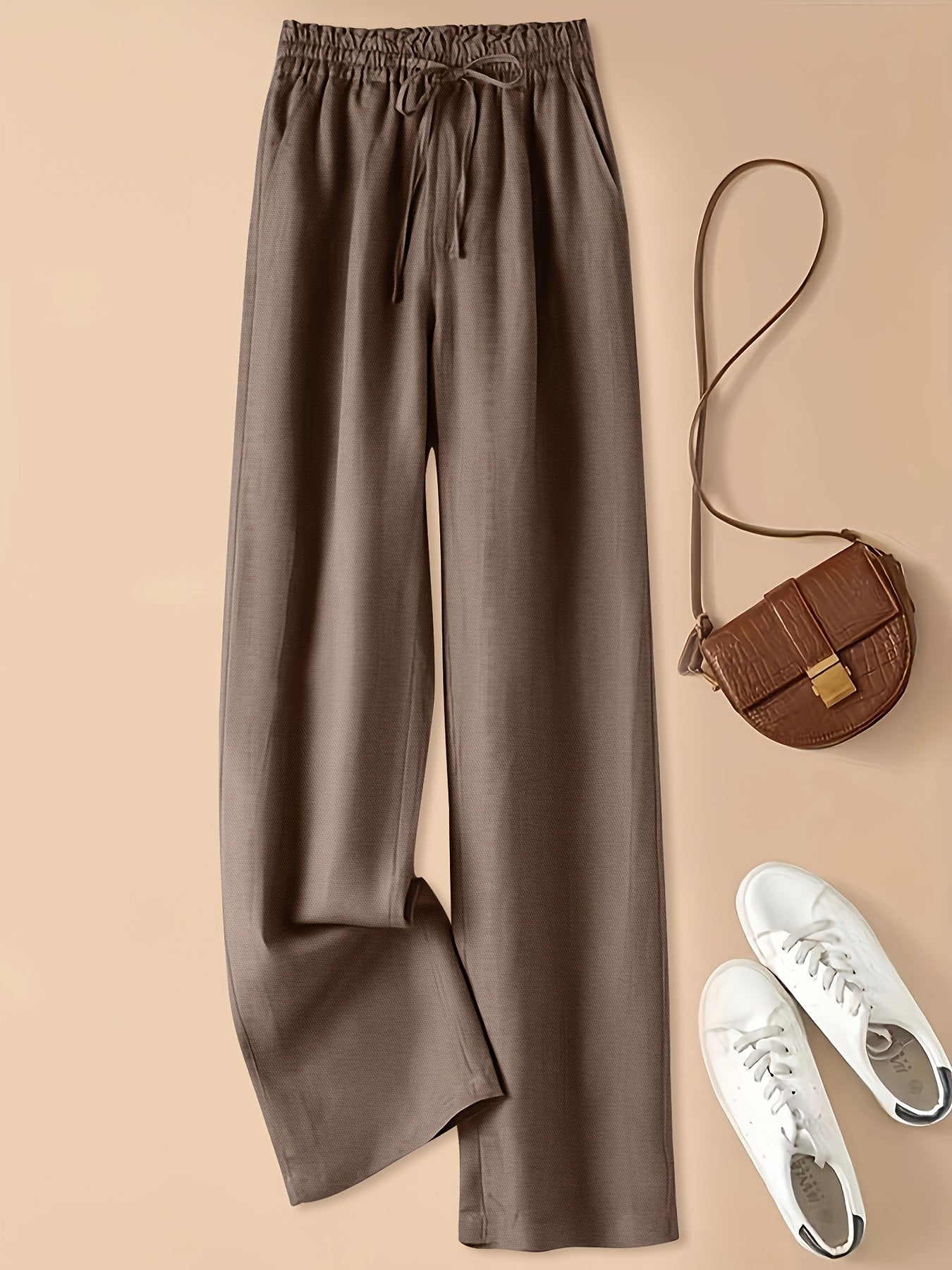 Damen High Waist Hose mit Kordelzug