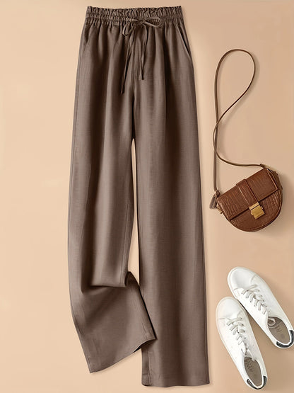 Damen High Waist Hose mit Kordelzug