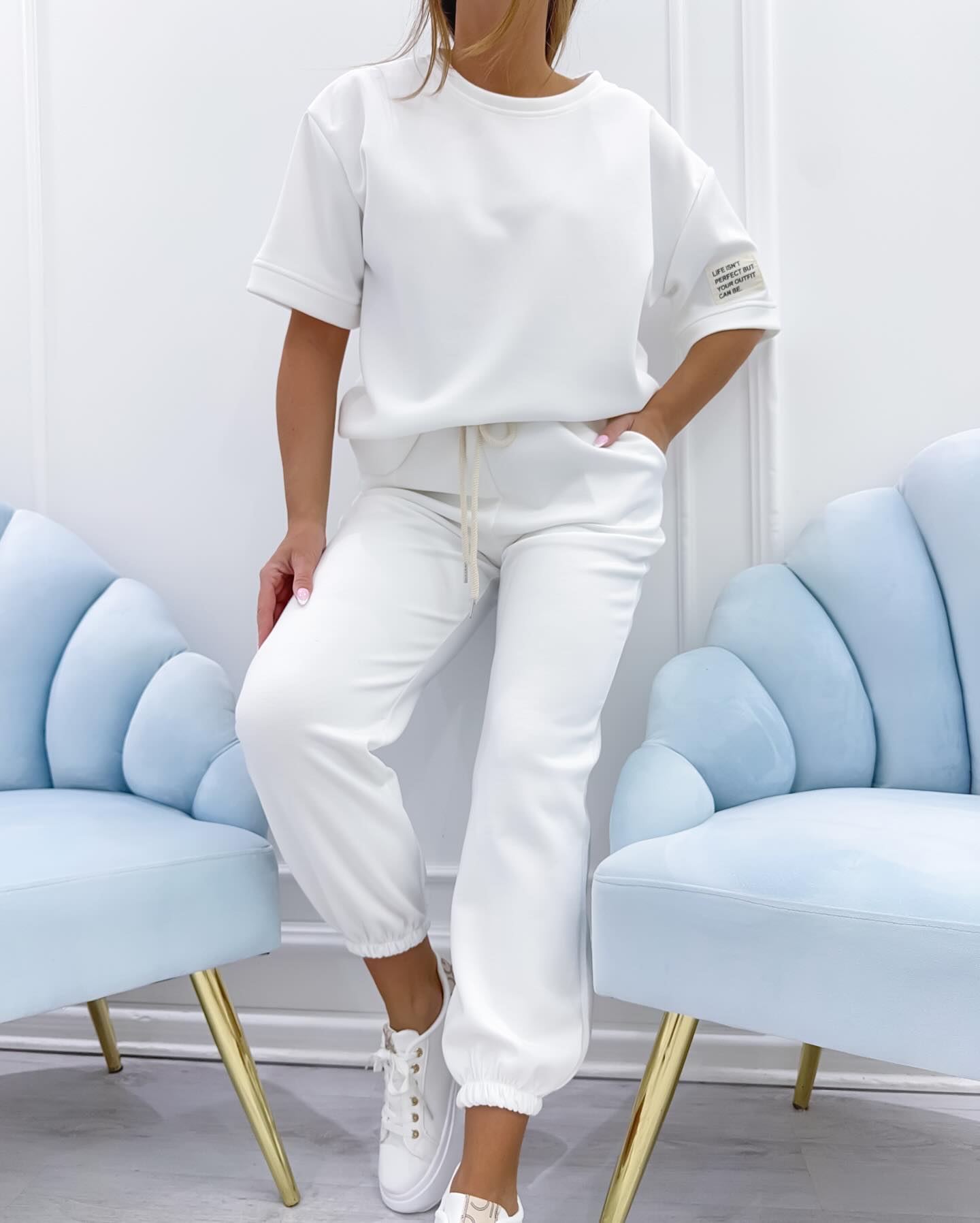 Women's Sitting Room Set With Short-Sleeve Top And Matching Trousers