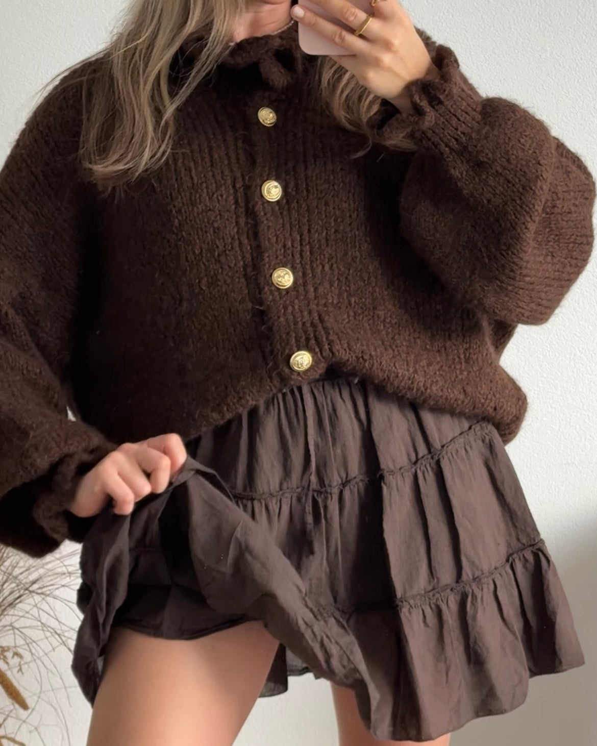 Damen Skort in Braun mit dehnbarem Bund – Stoff Style