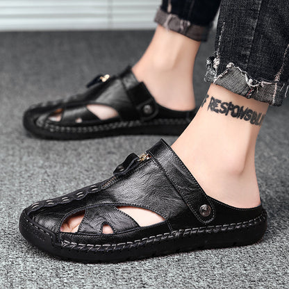 Herren-Sommersandalen, Geschlossene Zehenpartie, Verstellbarer Fersenriemen, Gummisohle