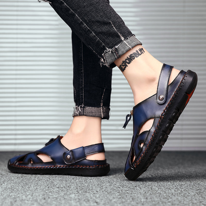 Herren-Sommersandalen, Geschlossene Zehenpartie, Verstellbarer Fersenriemen, Gummisohle