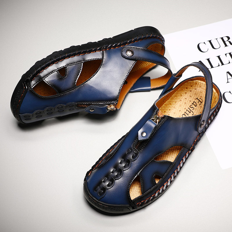 Herren-Sommersandalen, Geschlossene Zehenpartie, Verstellbarer Fersenriemen, Gummisohle