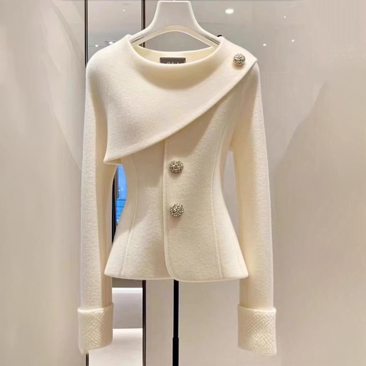 Damen Blazer Mit Knöpfen Asymmetrisch Tailliert