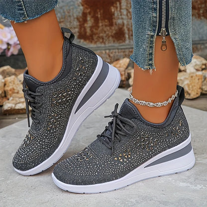 Damen Orthopädische Sneaker Mit Fußgewölbestütze Und Strassdesign
