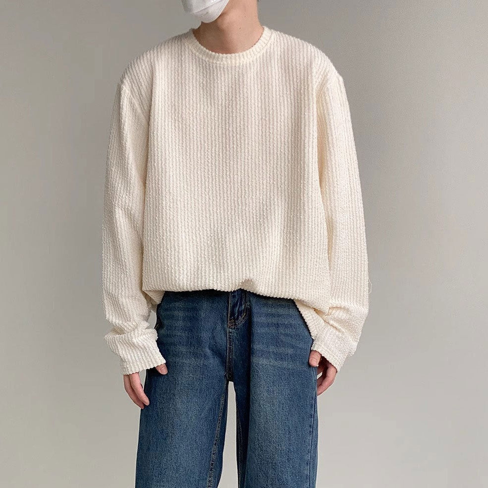 Herren Langarmhemd Lockerer Schnitt Unifarbe