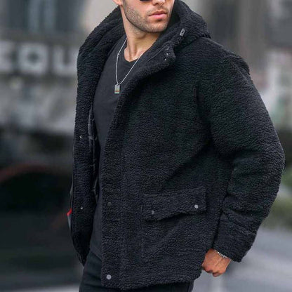 Winter coat for men with hood and patch pockets