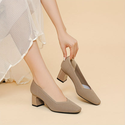 Women's Pumps Block Heel Stretch Fit Padded Sole