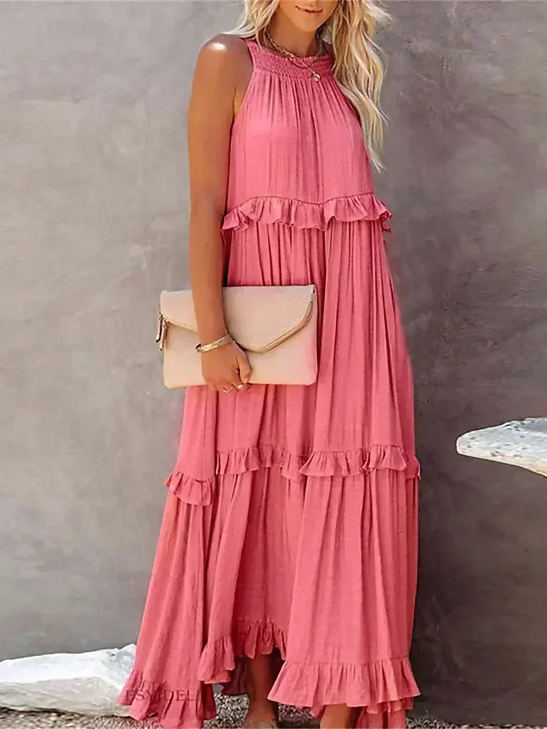 Damen Sommerkleid ohne Ärmel mit Rüschendetails