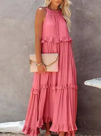 Damen Sommerkleid ohne Ärmel mit Rüschendetails