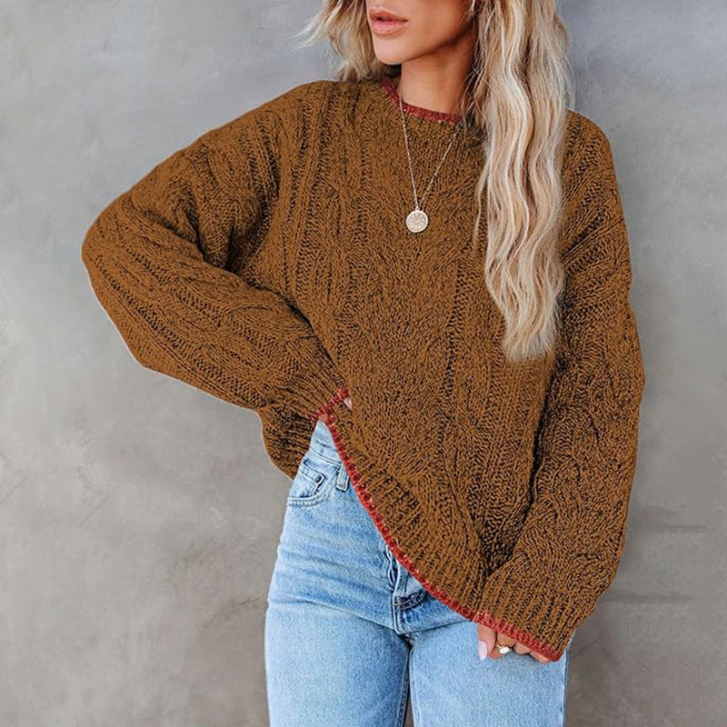 Women's Round Neck Long Sleeve Loose Fit Top