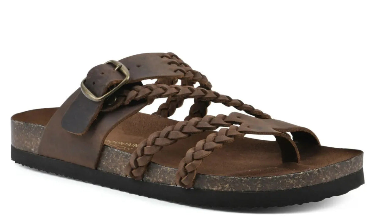 Gewebte, Flache Riemchensandalen Für Damen Mit Durchbrochenem Muster – Lederoptik