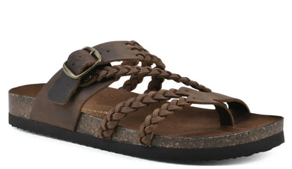 Gewebte, Flache Riemchensandalen Für Damen Mit Durchbrochenem Muster – Lederoptik