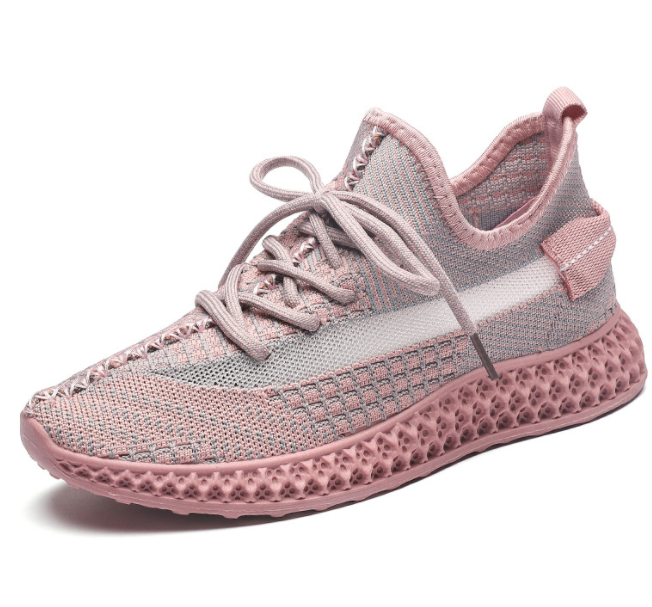 Women's wedge sneaker with rounded toe and flat shaft – knit look