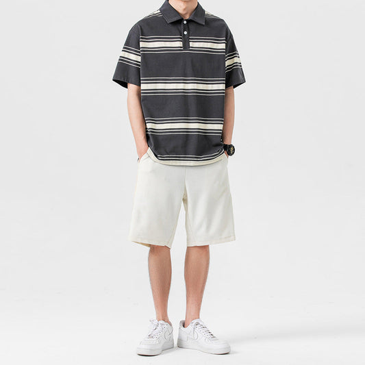 Herren Sommer Zweiteiliges Sportset Kurzarm-T-Shirt Mittellange Shorts Unifarbenes Outfit Mehrere Größen