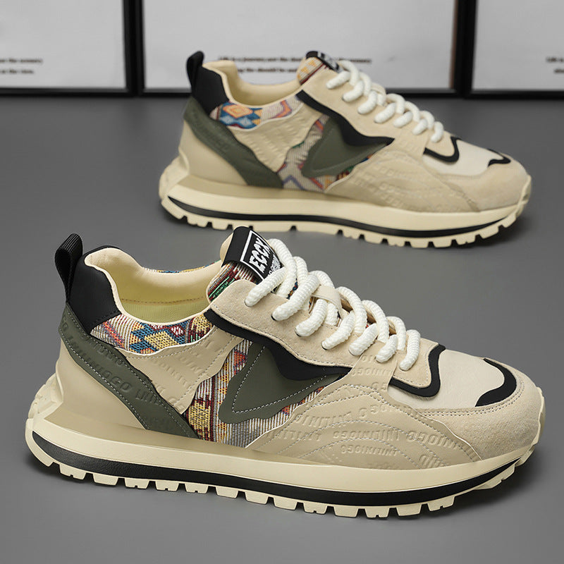 Herren Sneaker im Farbblock-Design mit Dicker Sohle – Schnürschuhe in Niedriger Ausführung