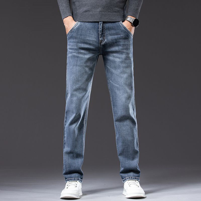 Herren-Stretchhose, Gerade Geschnitten, Mittelhoher Bund, Lockere Passform