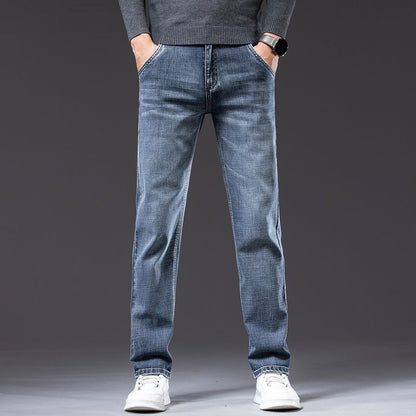 Herren-Stretchhose, Gerade Geschnitten, Mittelhoher Bund, Lockere Passform