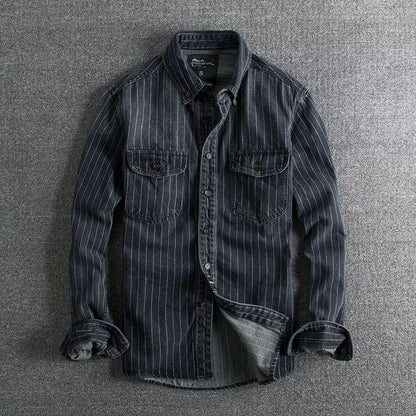 Men's Shirt Striped Long Sleeve Slim Fit Button-Down