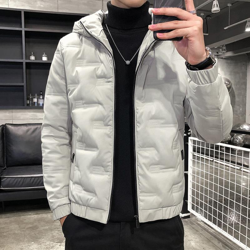 Herren Winter Daunenjacke mit dicker Wattierung und Reißverschluss vorne