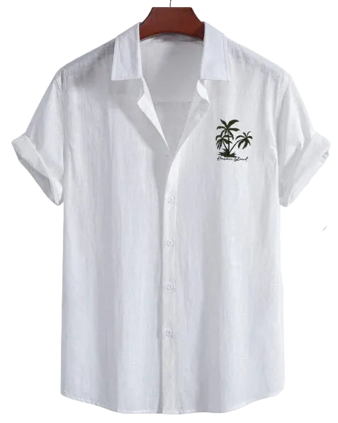 Herren Kurzarmhemd Mit Blumenmuster, Knopfleiste, Leichte Passform