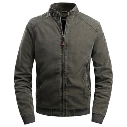 Men's winter coat with stand-up collar and zipper