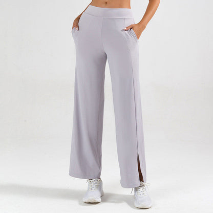 Women's wide-leg yoga pants with side slit – sporty style