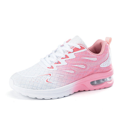 Women's running shoes with flat sole and rounded toe – mesh look