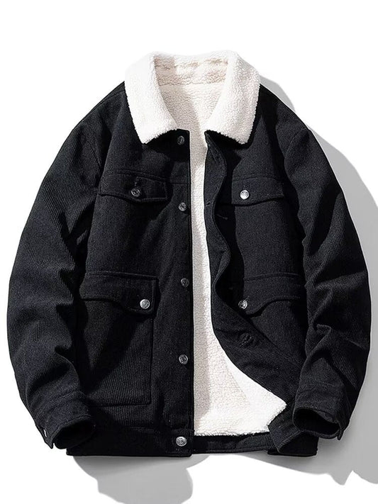 Herren-Wintermantel aus Cord mit Fleecefutter