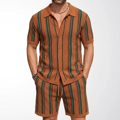 Zweiteiliges Set Aus Herren-Polohemd Und Shorts Mit Kurzen Ärmeln