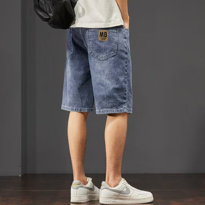 Herren Sommer-Denim-Shorts, Gerades Bein, Lockere Passform, Verkürzte Länge