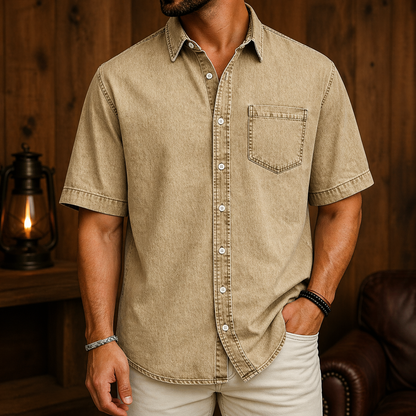 Herren Kurzarm Hemd mit Knopfleiste – Relaxed Fit