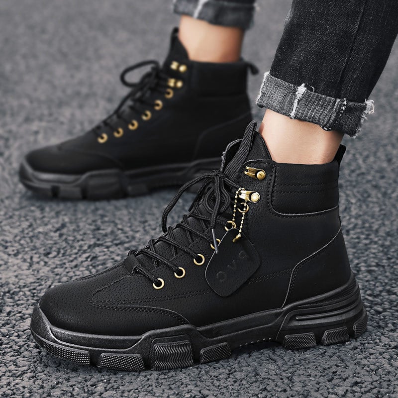Herren-Arbeitsstiefel bis zur Wade mit Schnürsenkeln und Gummisohle