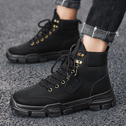 Herren-Arbeitsstiefel bis zur Wade mit Schnürsenkeln und Gummisohle