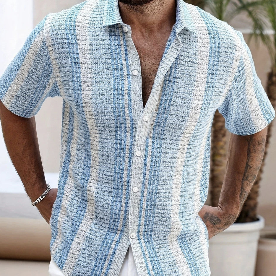Sommerliches Herren-Strandhemd Mit Blumenmuster, 3D-Druck, Kurzarm, Schmal Geschnitten, Für Strand Und Freizeit