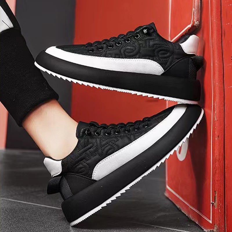 Herren-Sneaker zum Schnüren mit künstlichem PU-Obermaterial und dicker Gummisohle