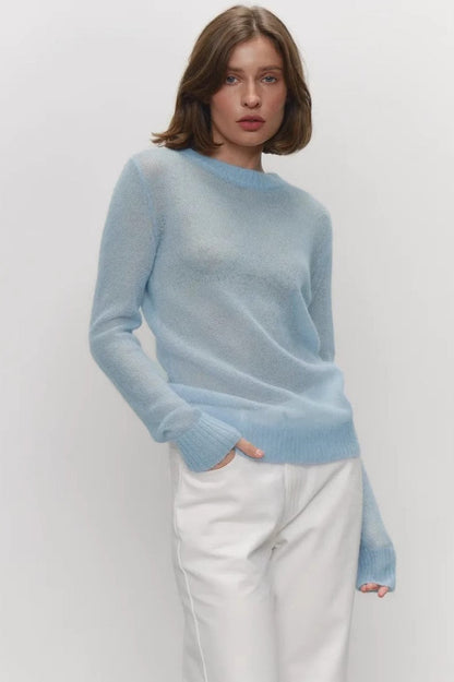 Damenpullover mit feiner Strickstruktur und bequemem Rundhalsausschnitt