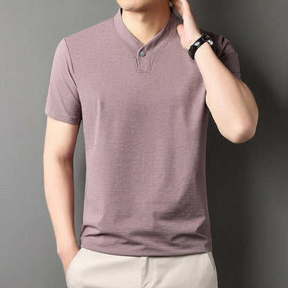 Herren Sommer T-Shirt mit Reißverschluss am Kragen – Kurzarm Normale Passform