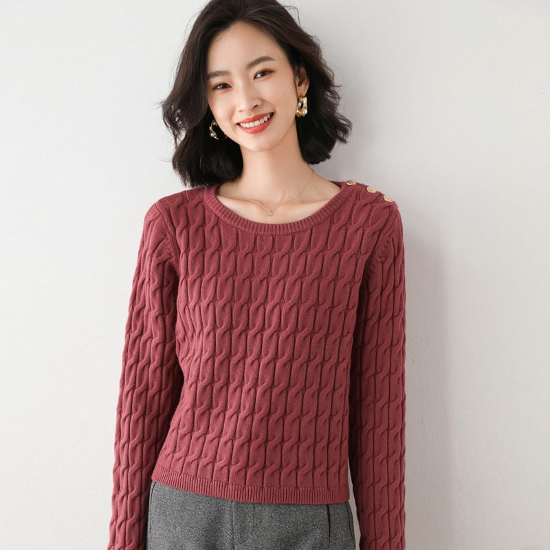 Women's Winter High-Neck Sweater Plain Long-Sleeve Sweater