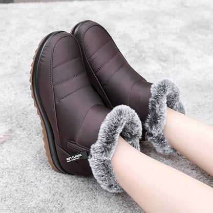 Women's Winter Ankle Snow Boots With Side Zipper And Plush Fleece Lining
